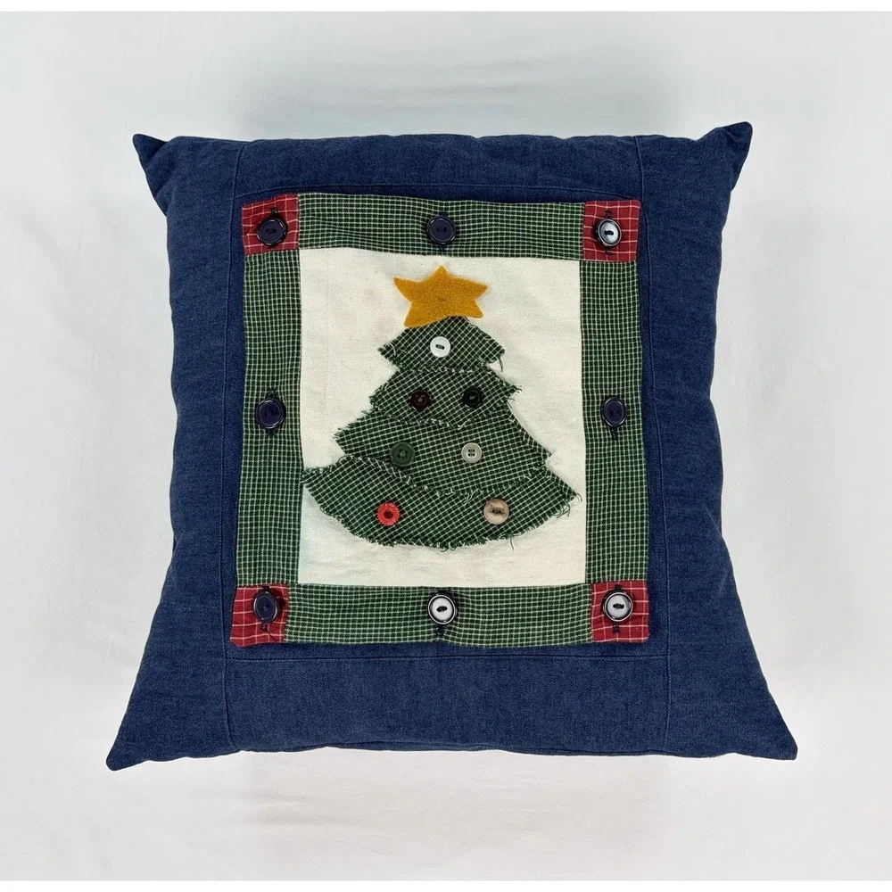 Handmade Interchangeable Button On Quilted Seasonal Holiday Pillow Cover Set 6pc